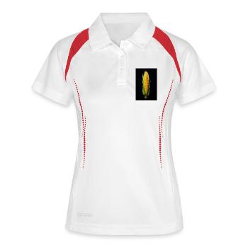 Goldkornernte - Frauen Polo atmungsaktiv - Weiß/Rot - Vorne