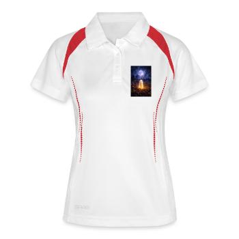 Mondbeschienener Geist im Laternenfeld - Frauen Polo atmungsaktiv - Weiß/Rot - Vorne