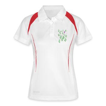 Grüner und violetter Wüstenkakteen - Frauen Polo atmungsaktiv - Weiß/Rot - Vorne