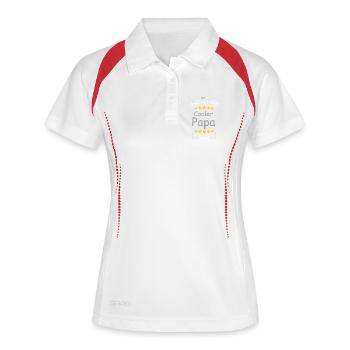 Cooler Papa mit Sternenflügeln - Frauen Polo atmungsaktiv - Weiß/Rot - Vorne