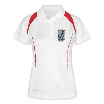 Anker mit Koordinaten - Frauen Polo atmungsaktiv - Weiß/Rot - Vorne