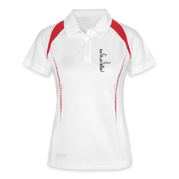 Alice Wonderland - Frauen Polo atmungsaktiv - Weiß/Rot - Vorne