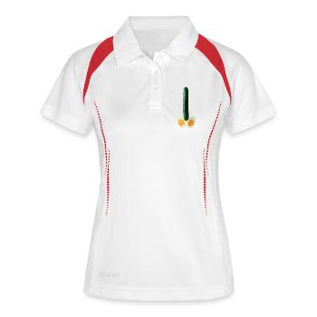 Frische Gurke mit Eierhälften - Frauen Polo atmungsaktiv - Weiß/Rot - Vorne
