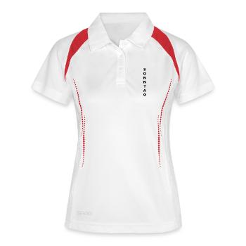 Dimanche - noir - Polo respirant Femme - blanc/rouge - Devant