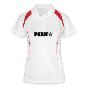 porn star - Frauen Polo atmungsaktiv - Weiß/Rot - Vorne