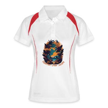 Mountain Creek Tropenlandschaft - Frauen Polo atmungsaktiv - Weiß/Rot - Vorne
