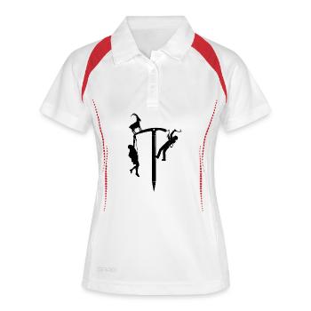 Kletterer am Seil Silhouette - Frauen Polo atmungsaktiv - Weiß/Rot - Vorne