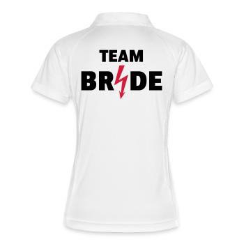 Team Bride Flash (Braut JGA Polterabend / 2C POS) - Frauen Polo atmungsaktiv - Weiß/Rot - Hinten