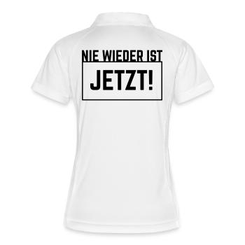 Nie Wieder Ist Jetzt! (Gegen Rechts / Outline / B) - Frauen Polo atmungsaktiv - Weiß/Rot - Hinten