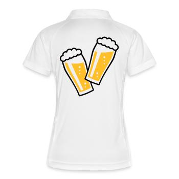 2 Biergläser Stoßen An (Bier / Willibecher / 2C) - Frauen Polo atmungsaktiv - Weiß/Rot - Hinten