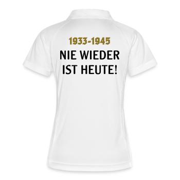 1933-1945 – Nie Wieder Ist Heute! Gegen Rechts POS - Frauen Polo atmungsaktiv - Weiß/Rot - Hinten