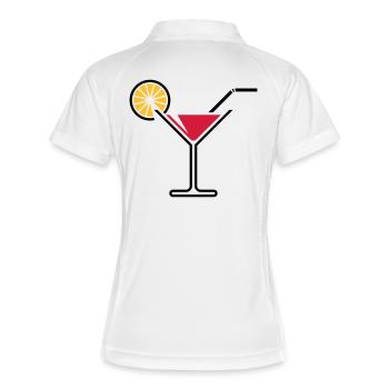 Cocktail / Cocktailglas / Martini + (Rot) - Frauen Polo atmungsaktiv - Weiß/Rot - Hinten