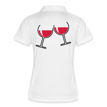 2 verres à vin rouge (vin rouge / vin / rond ouvert / 2C) - Polo respirant Femme - blanc/rouge - Dos