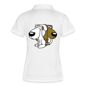2 Hund Freunde Team Verrückt Lustig Crew Brüder - Frauen Polo atmungsaktiv - Weiß/Rot - Hinten