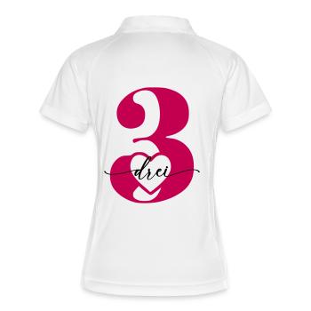 Digit Three 3 with Heart - Women's Polo breathable - white/red - Back