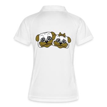 2 chiens Carlin Homme Femme Couple Deux Amoureux Amour - Polo respirant Femme - blanc/rouge - Dos