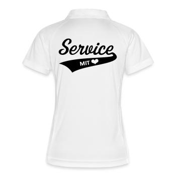 Service Mit Herz (Berufskleidung / Black) - Frauen Polo atmungsaktiv - Weiß/Rot - Hinten