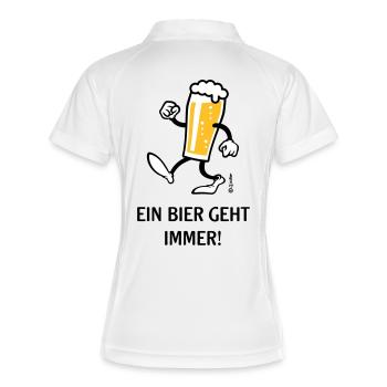 XEin Bier Geht Immer! (Bierchen / Cartoon Lustig) - Frauen Polo atmungsaktiv - Weiß/Rot - Hinten