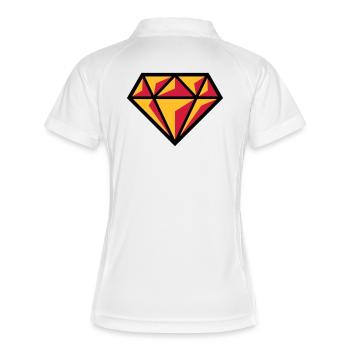 Diamant (Edelstein Brillant Symbol / POS Red 3C) - Frauen Polo atmungsaktiv - Weiß/Rot - Hinten