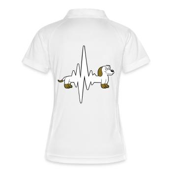 chien long teckel pouls fréquence cardiaque drôle - Polo respirant Femme - blanc/rouge - Dos