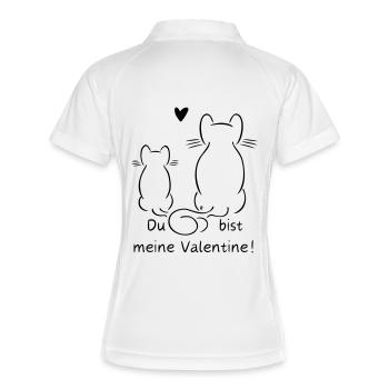 Du bist meine Valentine - Katze Miniminze - Frauen Polo atmungsaktiv - Weiß/Rot - Hinten