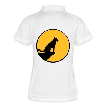 Hund Mond Wolf Klippe Nacht Sonne Silhouette Berg - Frauen Polo atmungsaktiv - Weiß/Rot - Hinten