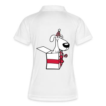 Chien Anniversaire Cadeau Fête Chapeau Célébrer Crapaud - Polo respirant Femme - blanc/rouge - Dos