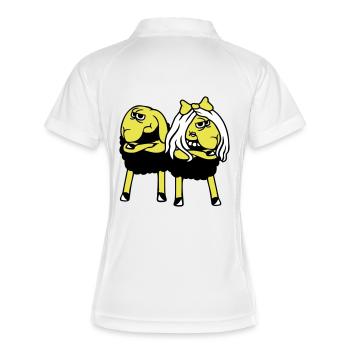 2 Couple de moutons fatigué en colère contrarié offensé - Polo respirant Femme - blanc/rouge - Dos
