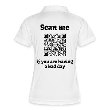 QR-Code mit liebevoller Botschaft - Frauen Polo atmungsaktiv - Weiß/Rot - Hinten