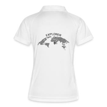 Explorer T-Shirt / Weltkarte / Geography - Frauen Polo atmungsaktiv - Weiß/Rot - Hinten