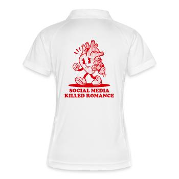 Herz Soziale Medien haben die Romantik getötet - Frauen Polo atmungsaktiv - Weiß/Rot - Hinten