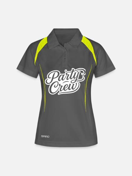 Party Crew - Frauen Polo atmungsaktiv - Grau/Limette