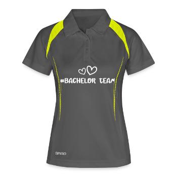 bachelor team herz - Frauen Polo atmungsaktiv - Grau/Limette - Vorne