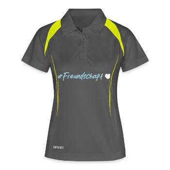Freundschaft Herz - Frauen Polo atmungsaktiv - Grau/Limette - Vorne