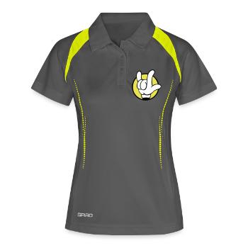 i love you sign - Polo respirant Femme - gris/vert citron - Devant