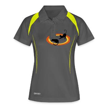 funny cats | Vectorgraphic - Frauen Polo atmungsaktiv - Grau/Limette - Vorne