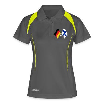 Deux drapeaux croisés de l’Allemagne, drapeau de la Finlande - Polo respirant Femme - gris/vert citron - Devant