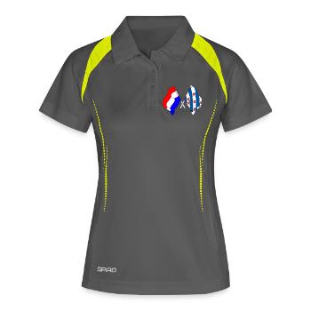 Drapeau des Pays-Bas, Frise croisé - Polo respirant Femme - gris/vert citron - Devant