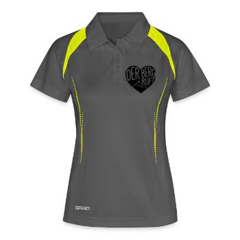 Der Berg ruft, wandern Herzdesign - Frauen Polo atmungsaktiv - Grau/Limette - Vorne