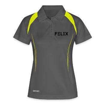 Prénom Felix - Polo respirant Femme - gris/vert citron - Devant