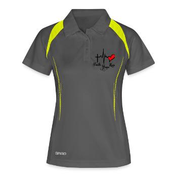 Glauben Sie Hoffnung und Liebe mit Cardio Cross und Herz und - Frauen Polo atmungsaktiv - Grau/Limette - Vorne