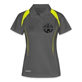 Bannière de nom de barbier couronne de laurier - Polo respirant Femme - gris/vert citron - Devant