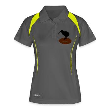 Kiwi Rugby - Frauen Polo atmungsaktiv - Grau/Limette - Vorne