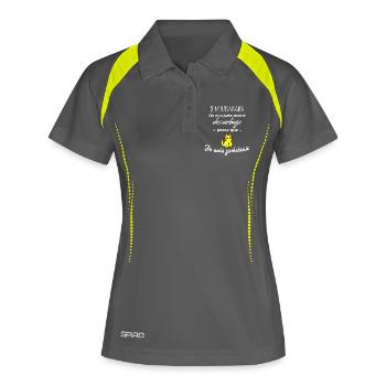 Cadeau humour chat je ne suis pas gros - Polo respirant Femme - gris/vert citron - Devant