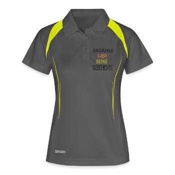 ERZÄHLE MIR DEINE GESCHICHTE - Frauen Polo atmungsaktiv - Grau/Limette - Vorne
