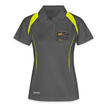 Conception de citrouille et de chauve-souris d’Halloween - Polo respirant Femme - gris/vert citron - Devant