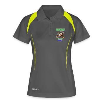 Faultier Shirt – Ist mir nur egal - Frauen Polo atmungsaktiv - Grau/Limette - Vorne