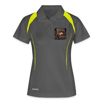 Vintage Motel Spruch Wüste Oldtimer Halloween - Frauen Polo atmungsaktiv - Grau/Limette - Vorne