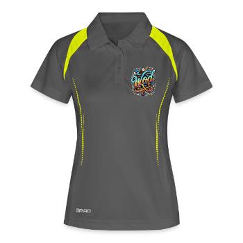 WOD Fitness Bodybuilding Workout Cross-Sport Gym - Frauen Polo atmungsaktiv - Grau/Limette - Vorne