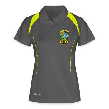 Garten Gott – Funny Gardener Gardening - Frauen Polo atmungsaktiv - Grau/Limette - Vorne